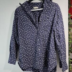 Banana Republic Shirt Womens Large Blue Floral Button Down Casual Print Cotton